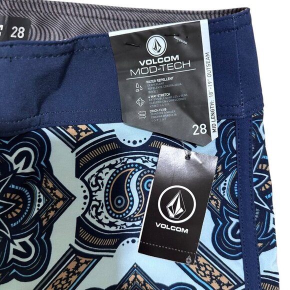 Volcom Mens 28 Waist Big Boys Size (XL/14) Mod Tech Magic Blue Board Shorts NWT - Picture 5 of 9